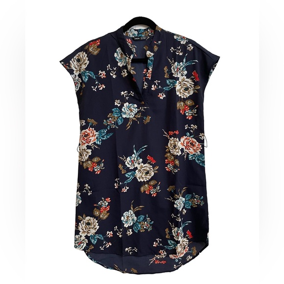 Navy Blue Floral Dress - Picture 3 of 4